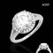 (GRA) Moissanite (3.0ct.), Round Brilliant, Four Prongs Solitaire Moissanite Halo Double Shoulder Moissanite Paved Ring