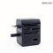 JELLICO หัวแปลงปลั๊กไฟ universal travel adapter S9 PD 2xUSB-C + 1xUSB 3.4A Max 2500W Black