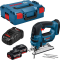 BOSCH GST 18 V-LI B Professional Cordless Jigsaw with 2x5.0Ah Batteries and Charger - เครื่องเลื่อยจิ๊กซอว์ไร้สาย ใช้แบตเตอรี่ Li-Ion 18 โวลท์ พร้อมแบตเตอรี่ 18V. 5.0Ah x 2 ก้อน แท่นชาร์จ และกล่อง L-Boxx- 06015A6103