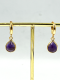 Amethyst Teardrop Stone Brass Hoop Earrings