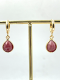Rhodochrosite Teardrop Stone Brass Hoop Earrings