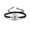 "Black String Rope Bracelet Compass Charm"