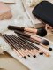 Rose gold brush set ชุดแปรงแต่งหน้า ด้ามไม้ ขนสังเคราะห์ เกรดพรีเมี่ยม 11 ด้าม พร้อมกระเป๋า