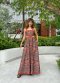 Cut - Out Maxi Dress ผ้าพิมพ์ลายช้าง