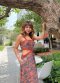 Cut - Out Maxi Dress ผ้าพิมพ์ลายช้าง