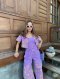 Pateh Purple Hawaii Crop Shirt x Wide Leg Pants