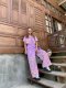 Pateh Purple Hawaii Crop Shirt x Wide Leg Pants