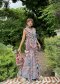 Raffle Maxi Dress ตัดเย็บจากผ้าไทลื้อ จ.น่าน  x ผ้ามัดหมี่ลพบุรี