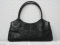 Genuine Hornback Crocodile Leather Handbag in Black Crocodile #CRW222H-BL