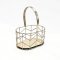 Oval Gold Wired Basket w/ Wood Base (S)