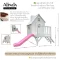 wooden playhouse บ้านเด็กเล่น กลางแจ้ง outdoor พร้อมสไลเดอร์