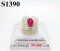 แหวนทับทิมพม่าหลังเบี้ยแท้ธรรมชาติ 2.50 Ct. มีใบ Cer (Certificated Natural Burma Ruby)