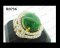 แหวนหยกพม่าธรรมชาติหลังเบี้ย (Natural Imperial Burmese Jade Ring) ล้อมเพชร Hearts&Arrow - Russian Cut