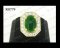 แหวนหยกพม่าธรรมชาติหลังเบี้ย (Certified Natural Burma Jade Ring) ล้อมเพชร Heart&Arrow - Russian Cut