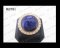 แหวนไพลินพม่าธรรมชาติหลังเบี้ย (Certified Natural Unheated Burma Blue Sapphire Ring) ล้อมเพชร Heart&Arrow - Russian Cut