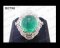 แหวนมรกตโคลัมเบียธรรมชาติหลังเบี้ย (Natural Columbia Emerald Ring) ล้อมเพชร Heart&Arrow - Russian Cut