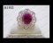แหวนทับทิมพม่าธรรมชาติ Unheated หลังเบี้ย (Certified Natural Unheated Burma Ruby Ring) ล้อมเพชร Heart&Arrow - Russian Cut
