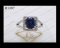 แหวนไพลินซีลอนธรรมชาติเจียระไน (Natural Ceylon Blue Sapphire Ring) ล้อมเพชร Heart&Arrow - Russian Cut