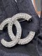 Chanel CC LOGO SILVER CRYSTAL BROOCH