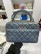 Chanel TRENDY CC BOWLING SMALL BLUE GREY LAMB GHW HOLO26