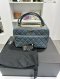 Chanel TRENDY CC BOWLING SMALL BLUE GREY LAMB GHW HOLO26