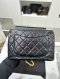 Chanel FLAP BAG RESIN PEARL CHAIN BLACK LAMB GHW MICROCHIP