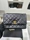 Chanel FLAP BAG RESIN PEARL CHAIN BLACK LAMB GHW MICROCHIP