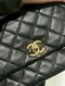 Chanel FLAP BAG RESIN PEARL CHAIN BLACK LAMB GHW MICROCHIP