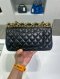 Chanel CHAINED DOUBLE FLAP 9" BLACK LAMB GHW HOLO30