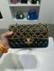 Chanel CHAINED DOUBLE FLAP 9" BLACK LAMB GHW HOLO30