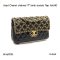 Chanel CHAINED DOUBLE FLAP 9" BLACK LAMB GHW HOLO30