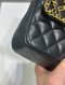Chanel CHAINED DOUBLE FLAP 9" BLACK LAMB GHW HOLO30