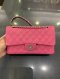 Chanel CLASSIC 10" PINK SUEDE CAVIAR SHW HOLO 18192186**