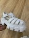 Prada RUBBER MONOLITH SANDALS WHITE SIZE.36