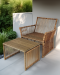 Artificial rattan chair with stool
