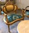 CS11 Luxury Blue and Golden Sofa Set with Marble CoffeeTable