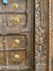 ประตูเก่าอินเดียประดับหมุดทองเหลืองโชว์เนื้อไม้สักสีเข้ม