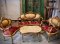 CS13 French Style Sofa Set in Red Wine and Golden Color
