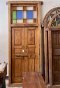 British Wood Door with Vintage Colorful Glass