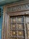 2XL33 Antique Wooden Door Decorated with Brass Flowers