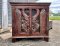 Glass Sideboard with Tribal Carving Decor