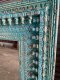 Blue Washed Carved Mirror from India