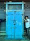 Vintage Double Door Lovely Blue frosted glass