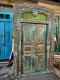Antique Blue Rustic Door with Carved Frame