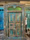 Antique Blue Rustic Door with Carved Frame