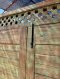 Rustic Green Entry Door with Carving