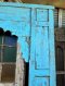 Blue Washed Wooden Archway with Carving