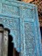 Blue Washed Wooden Archway with Carving