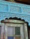 Blue Washed Wooden Archway with Carving