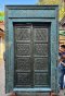 Traditional Indian Carved Door Rustic Blue